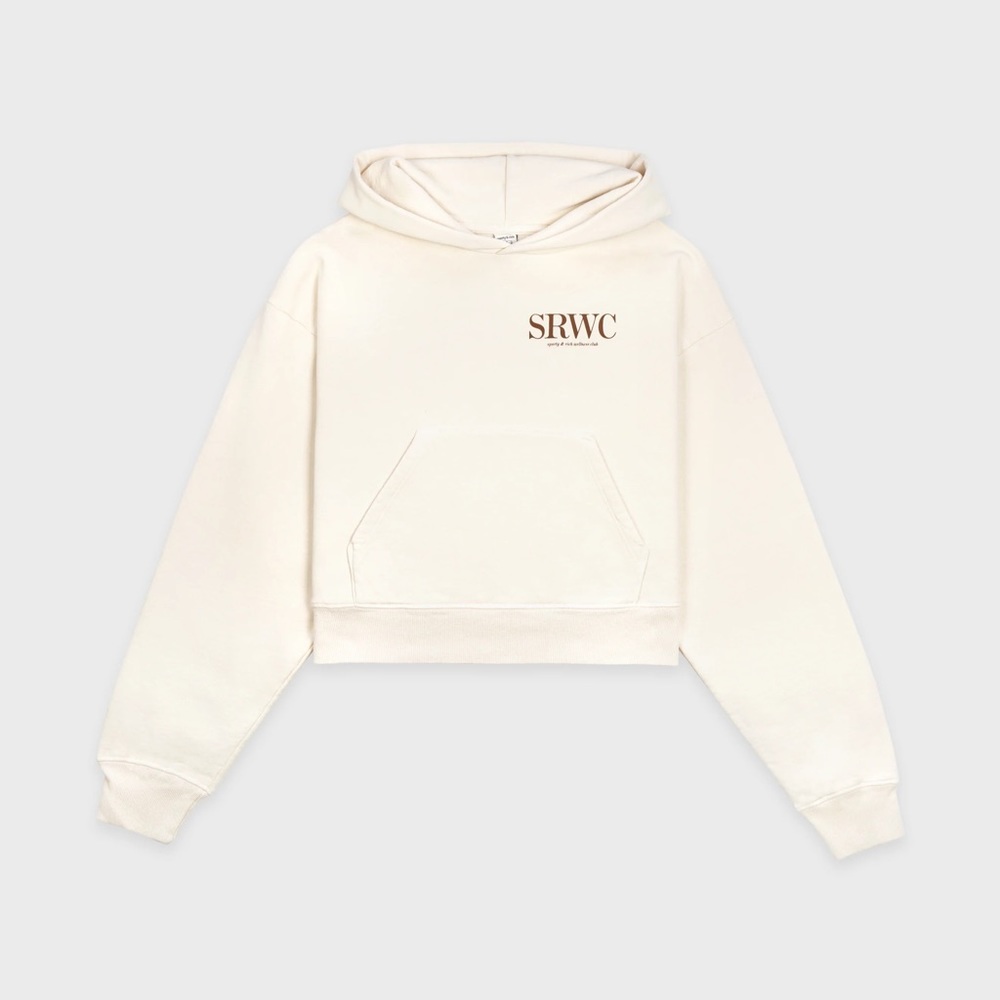 NEW SPORTY & RICH UPPER EAST SIDE CROPPED CREAM HOODIE SZ SMALL S - Picture 3 of 8